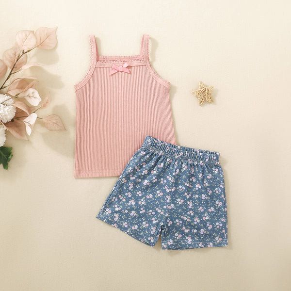 Infant Multi-color Sling Romper Floral Shorts