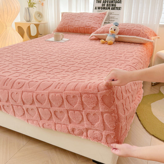 Milk Fiber Fitted Sheet Solid Color Tower Velvet Three-dimensional Carved