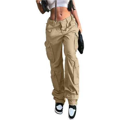 Women's High Waist Pocket Straight-leg Pants