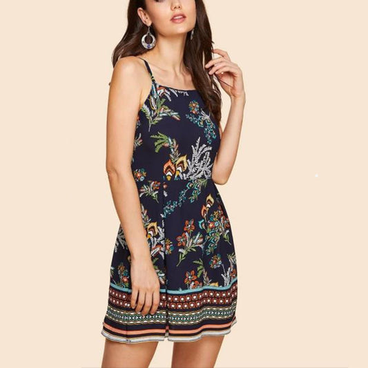 Printed suspender skirt