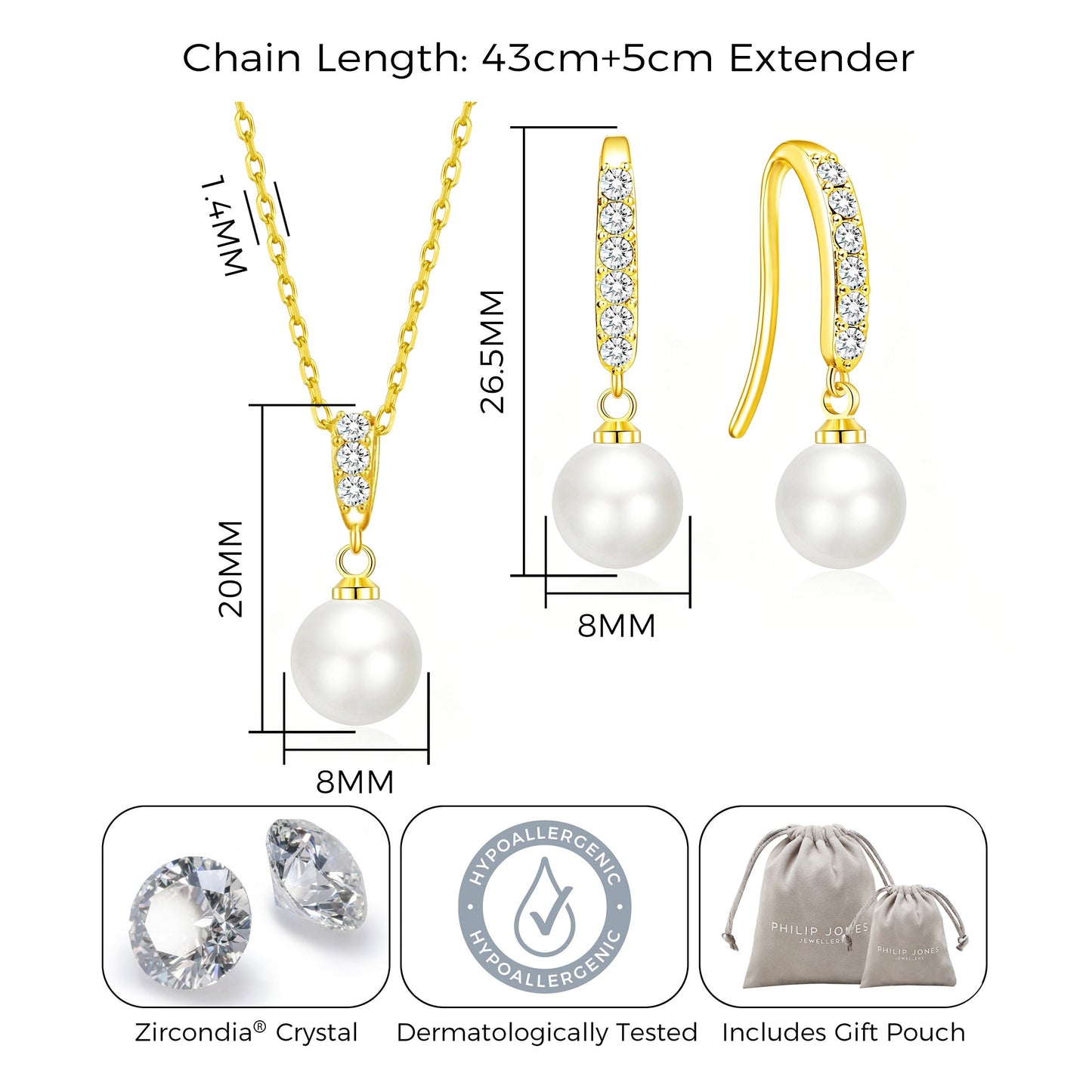 Coffret de mariée plaqué or 18 carats avec perles et cristaux Zircondia® "Je ne pouvais pas dire oui sans toi"