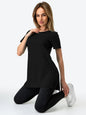 Slit Loose Round Neck Short Sleeve Sweater