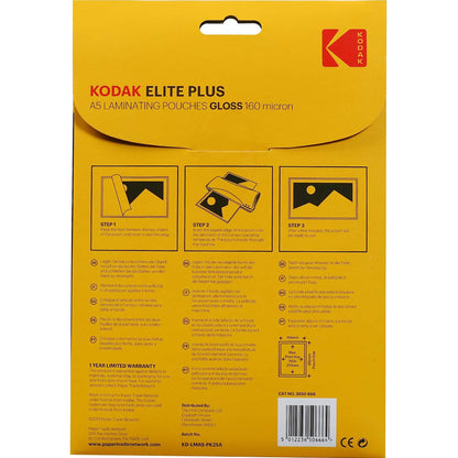 Kodak Elite Plus A5 160 Micron Laminating Pouches Gloss - Pack of 25