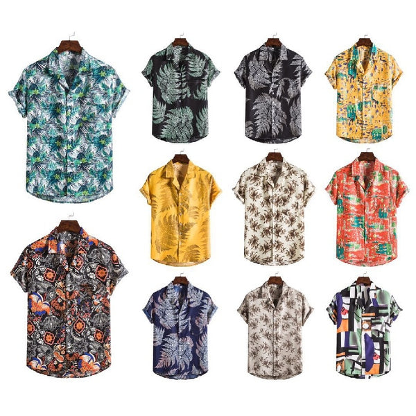 Men's Printed Short-Sleeve Beach Shirt