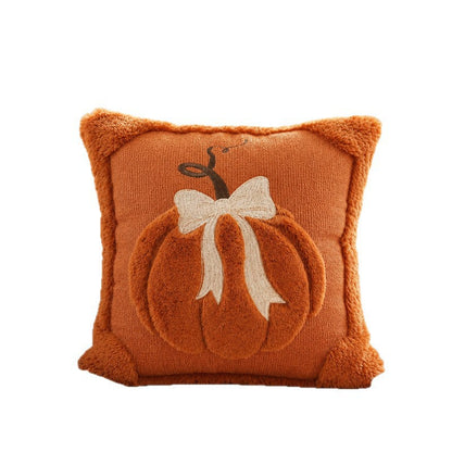 Plush Pumpkin Bow Pillows