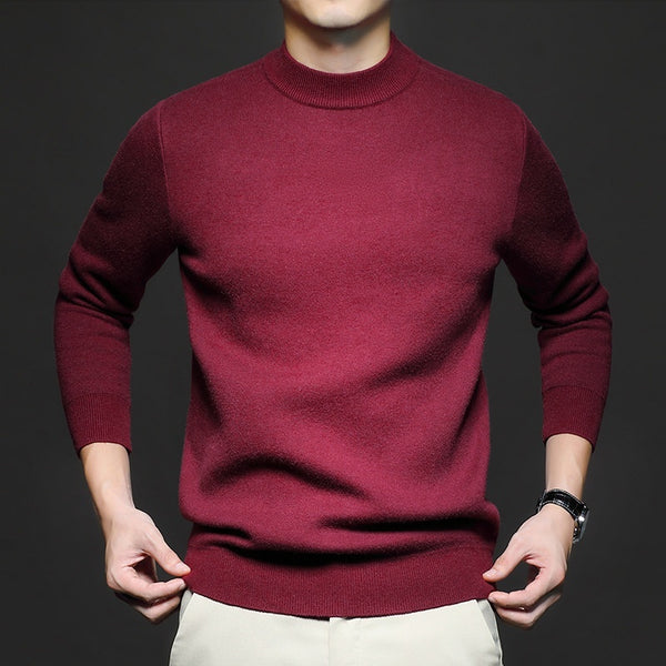 Pull Homme Col Montant Tricoté Manches Longues