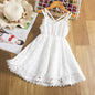Children's Embroidered Skirt Lace Dress With Suspenders