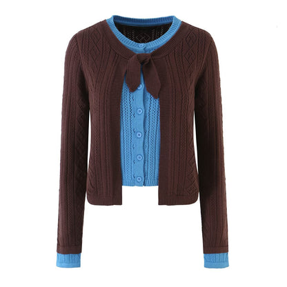 Women's Color-Block Argyle Cardigan Sweater