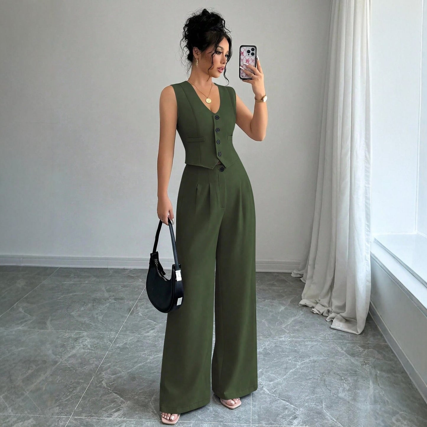 Cross-border Chic Chanel-style Vest And Pants Set