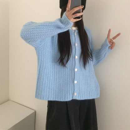 Women's round-neck sweater cardigan