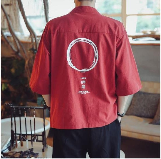 Chinese-Style 3/4-Sleeve Cardigan
