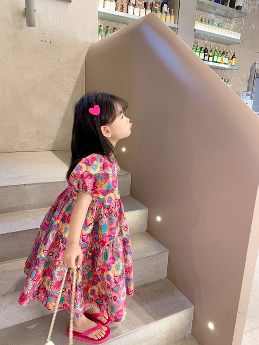Girls' Floral Dress Short Sleeve