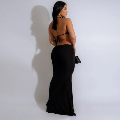 Robe longue minimaliste à bretelles réglables
