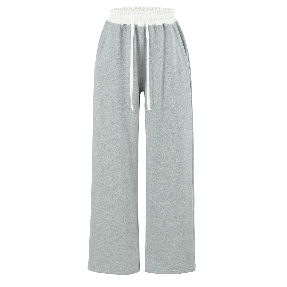 Women's Gray Striped Sweatshirt and Wide Leg Sweatpants