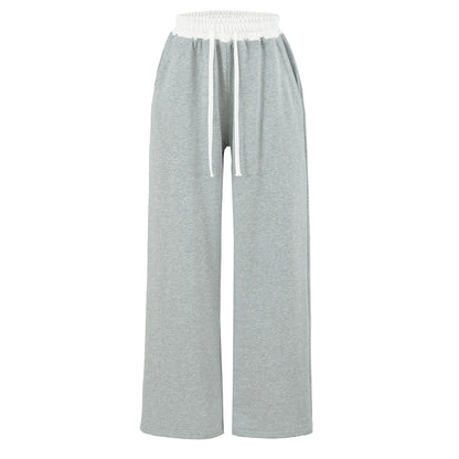 Women's Gray Striped Sweatshirt and Wide Leg Sweatpants