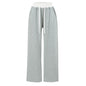Women's Gray Striped Sweatshirt and Wide Leg Sweatpants