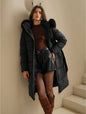 Anewsta Long Sleeve Zip Up Hooded Padded Coat