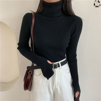 Women's Fashion Turtleneck Slim-Fit Knitted Sweater