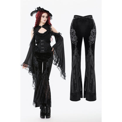 Pantalon évasé en velours et dentelle Dark in Love Erzebeth
