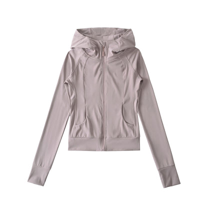 Hooded long sleeved T-shirt top cardigan