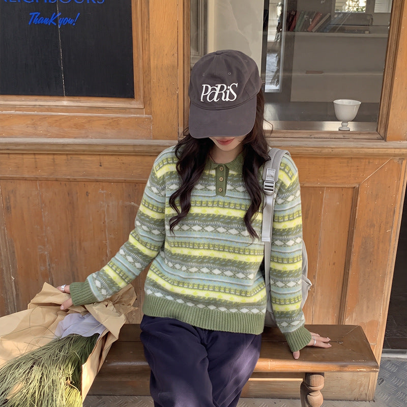 Striped long sleeved sweater