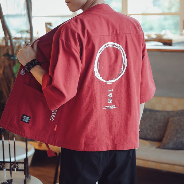 Chinese-Style 3/4-Sleeve Cardigan
