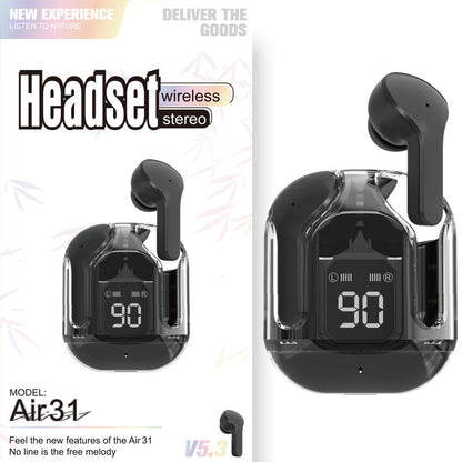 Nouveaux mini écouteurs Bluetooth sans fil transparents avec affichage numérique et réduction de bruit ENC, véritablement sans fil pour le sport et la musique