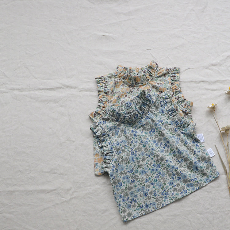 Girls' Summer Baby Floral Vest T-shirt