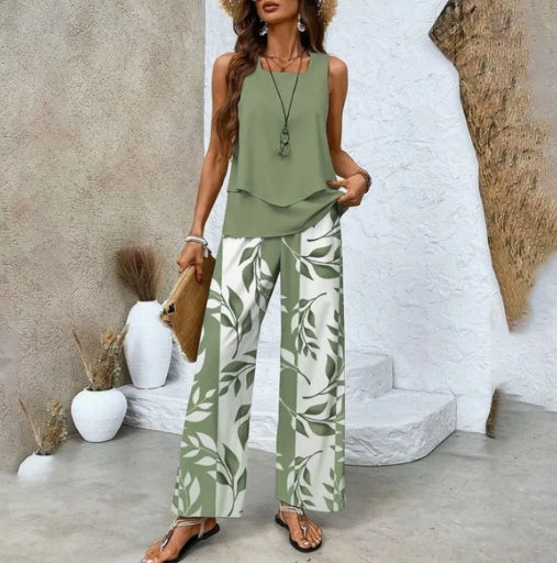 Womens Sleeveless Vest And Pants suits