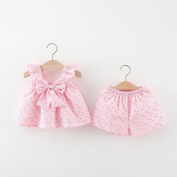 Bow-Detail Dress and Shorts Set