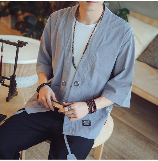 Chinese-Style 3/4-Sleeve Cardigan
