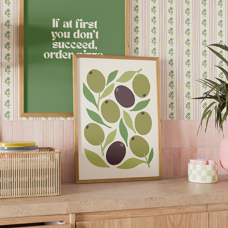 ABSTRACT OLIVE PRINT