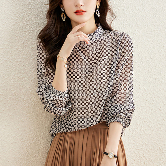 Loose Belly-covering Chiffon Shirt Top