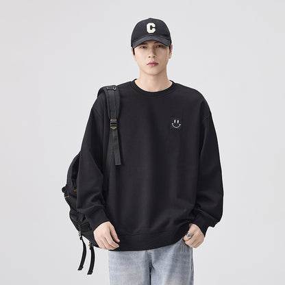 Men's Black Embroidered Crew Neck Sweatshirt