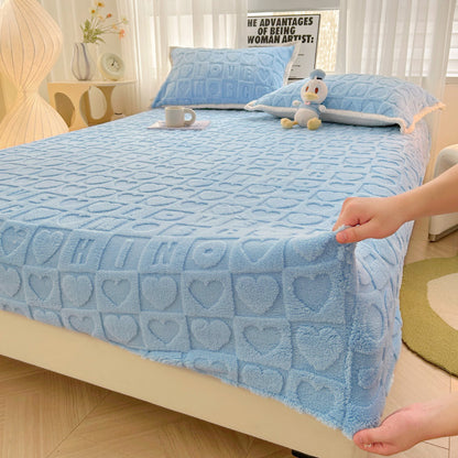 Milk Fiber Fitted Sheet Solid Color Tower Velvet Three-dimensional Carved