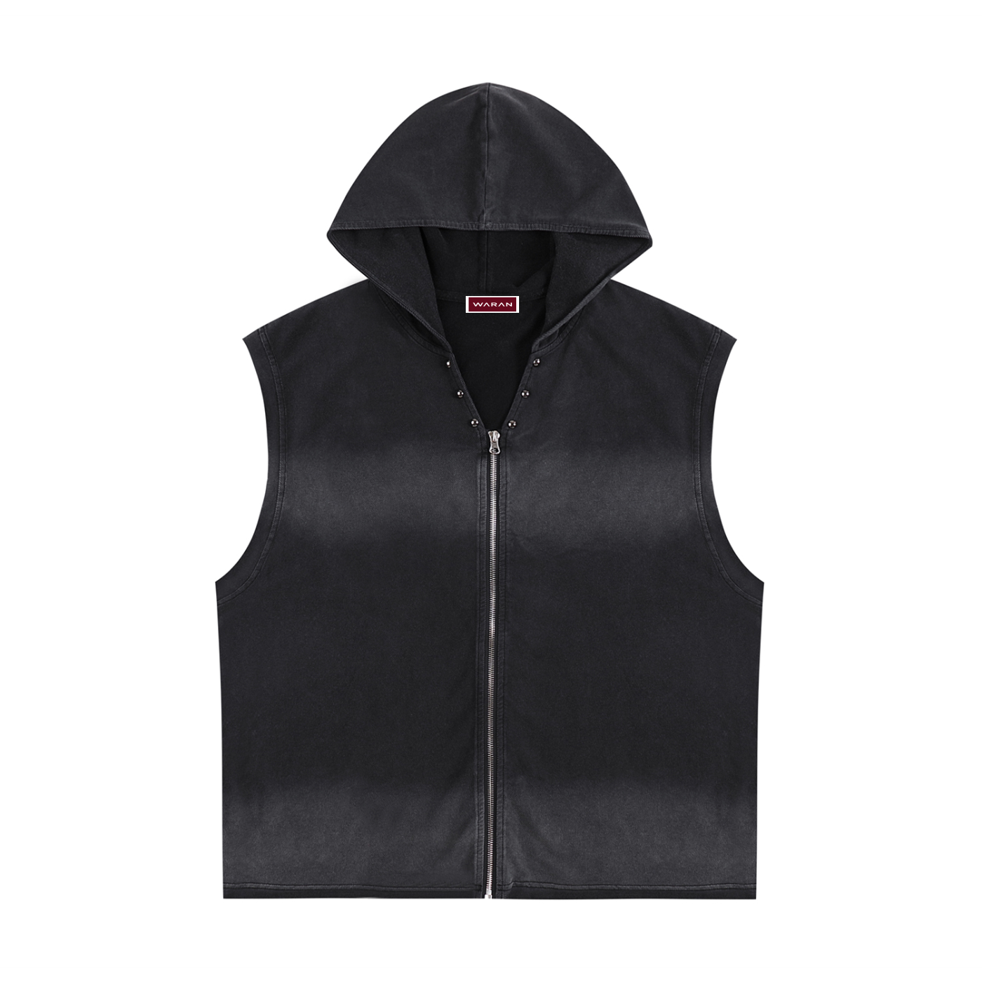 Waran Vintage Washed Zip-Up Hooded Tank Top 240GSM
