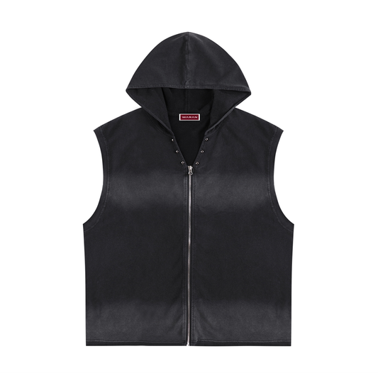 Waran Vintage Washed Zip-Up Hooded Tank Top 240GSM