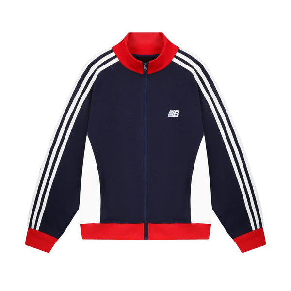 Color Block Three-Stripes Baseball Jacket