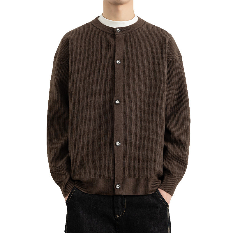 Men's Round Neck Cardigan Sweater