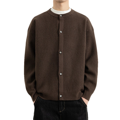 Men's Round Neck Cardigan Sweater