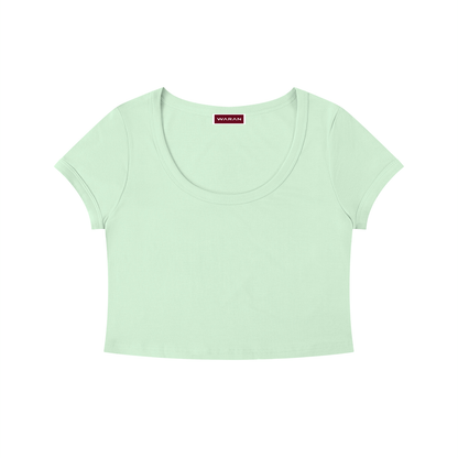 Women's Solid Color Slim Crop T-Shirt