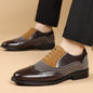 Men's Leather Shoes Breathable Color-Block Large Size Shoes