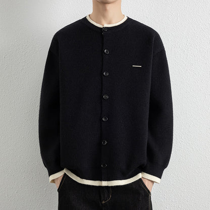 Men's Casual Color Block Knit Button Cardigan Jacket