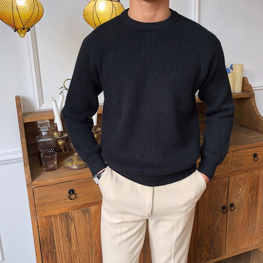 Mens Long Sleeve Casual Round Neck Sweater
