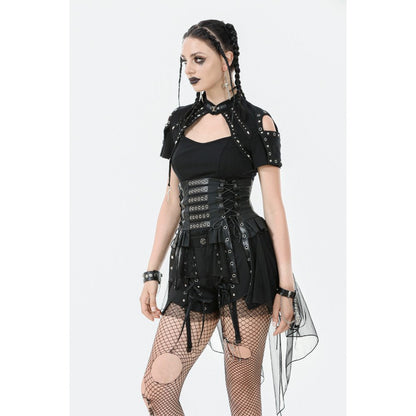 Jupe-Corset Superposée en Mesh et Similicuir Draven Dark in Love