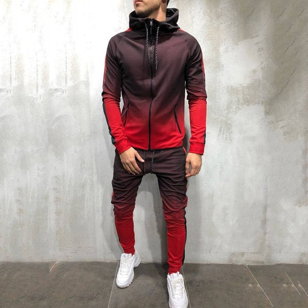 Men's Printed Zip Tracksuit Set