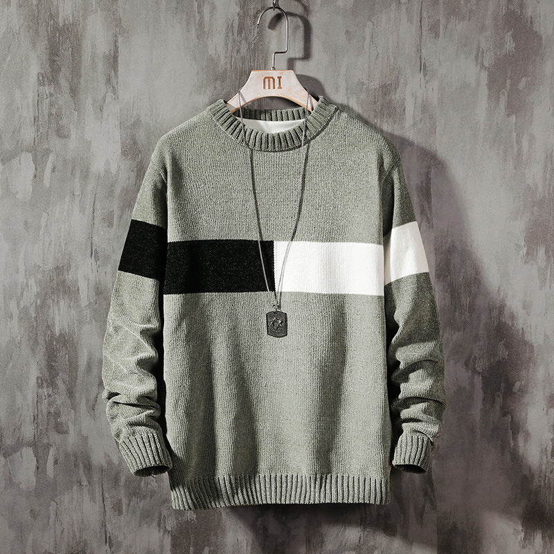 Mens Loose-colored pullover sweater