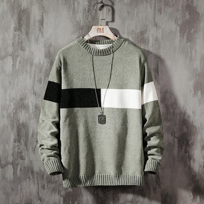 Mens Loose-colored pullover sweater