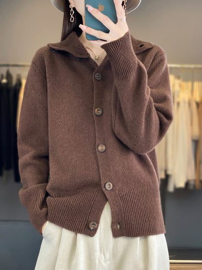 Turtleneck Wool Women's Cardigan Sweater