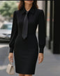 Robe midi manches longues avec ceinture à la taille